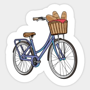 Women's bike with Basket & Bread Sticker